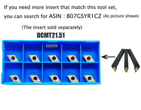 Three Piece 1/2 Inch CNC Lathe Carbide Turning Tools Holder Set With Indexable SDNCN1212H07 SDJCL1212H07 SDJCR1212H07 And 3 DCMT2151 Inserts Plus T8 Wrenches For Metal Machining