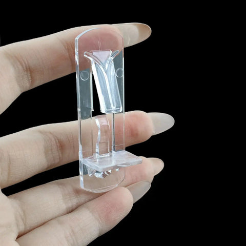 Heavy Duty Clear Shelf Support Pegs With Self Locking Grip For 5/16 Inch Holes And 19/32 Inch Thick Shelves Rock Solid 50 Pack held in hand
