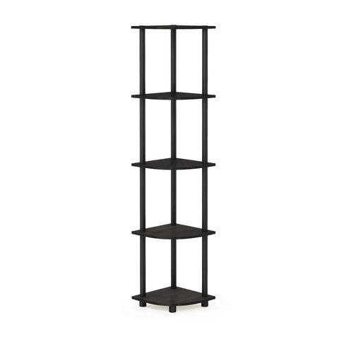 Turn N Tube Corner Shelf 5 Tier Bookshelf With Open Storage For Living Room Home Office Garage Bedroom Espresso Finish