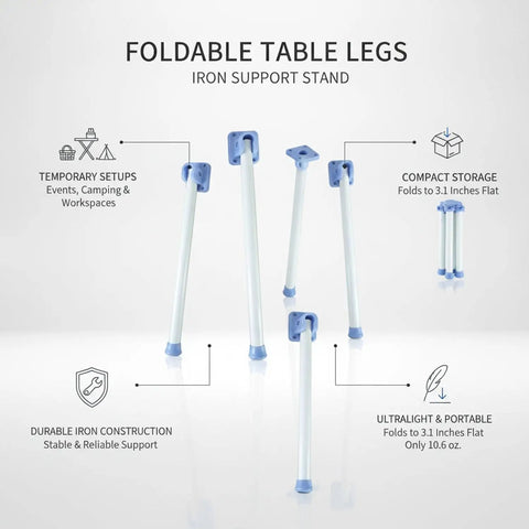3.1 Inch Folded Profile Iron Table Legs Collapsible Support Stand For Temporary Dining And Outdoor Events, Easy Fold Design