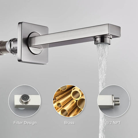 10 Inch Shower System With Rain Shower Head Handheld Spray And Tub Spout Thermostatic Fixtures With Brass Valve Brushed Nickel