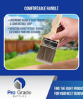 Hand holding a Two Pack 3 Inch Flat Paint Brushes With Durable Wood Handles And Thick Synthetic Filament For Faster Coats
