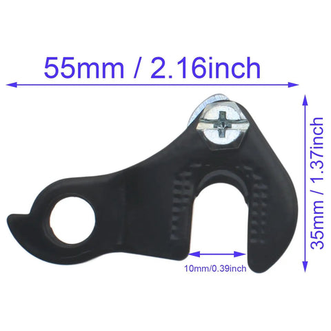2 Pack Rear Derailleur Hanger Plate Black Tail Hook Converter for Bikes, Size 55x35x10 mm, Iron, Easy to Install, Built to Last