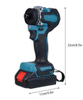 Heavy Hitter 21V Cordless Drill With 55Nm Badass Torque And Dual Speed Switches For Zero Hustle Diy Chores And Rapid Home Fixes, side view showing dimensions.