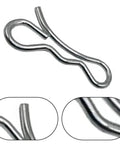 Close-up of metal cotter pin from Locking Cotter Pin Set 80 Piece Tie Cotter Pins For Trailers Lawn Mowers Automotive Machinery Garden Tools