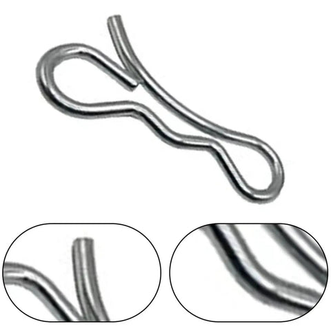 Close-up of metal cotter pin from Locking Cotter Pin Set 80 Piece Tie Cotter Pins For Trailers Lawn Mowers Automotive Machinery Garden Tools