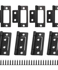 Eight Piece Set Of Two Inch Non Mortise Door Hinges Rock Solid Iron Construction with screws for easy installation.
