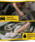 Front view of Tub O' Towels heavy-duty cleaning wipes canister; 10 x 12 in, multi-surface with yellow label for car interiors