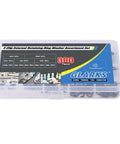 Must Have External E Clip Retaining Ring Washer Assortment Kit In Alloy Steel, Heat Treated For Tough, Reliable Build, 300 Piece Set