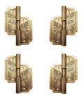 Antique Brass Visible 4 Pack Small Hinges 2x2 Inches For Cabinets And Drawers, Double Door Removable Hinge Hardware