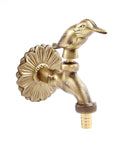 Outdoor Brass Garden Faucet With Bird Shaped Bibcock, 4.5 Inch Spigot with antique finish, decorative sunflower flange