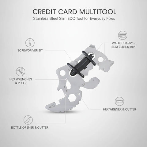 Stainless Steel Credit Card Multitool Wallet Insert With Bottle Opener For Everyday Carry Slim EDC Card Tool With One Piece Design