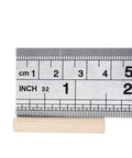 One Quarter Inch By One And A Half Inch Hardwood Dowel Pins, Straight Grooved With Beveled Ends, Imperial Dowel For Furniture shown with ruler