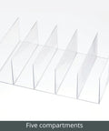 Divided Purse Organizer For Closets And Dressers, 5 Compartments To Neatly Stash Purses, Clutches, Wallets, And Accessories, Clear