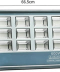 JUDYSSY 150-800W Led Flood Light Outdoor, Super Bright Led Security Light Ip66, 600W with 12 LED panels and measurements 66.5cm x 44.5cm.