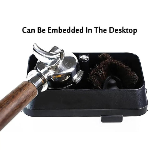 Go-To Electric Portafilter Cleaner And Knock Box Combo, 150W Auto Espresso Grounds Sweeper For Daily Baristas with scraper and brush.