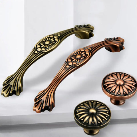 Two Pack Zinc Alloy Cabinet Handles With Antique Bronze Finish Drawer Knobs For Wardrobe And Cupboard Doors Single Hole Mount