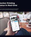 Person holding phone showing Nebula Camera For 3D Printing With Real Time Monitoring And Time Lapse Spaghetti Detection