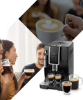 Fully Automatic Espresso Machine With Built In Grinder And 1800Ml Tank Cranks Out Smooth Shots featuring cups of coffee and latte art.