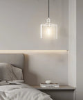Bedroom with Three Pack Vintage Hanging Pendant Lights With Brushed Nickel Finish Handblown Clear Glass Classic Farmhouse Style