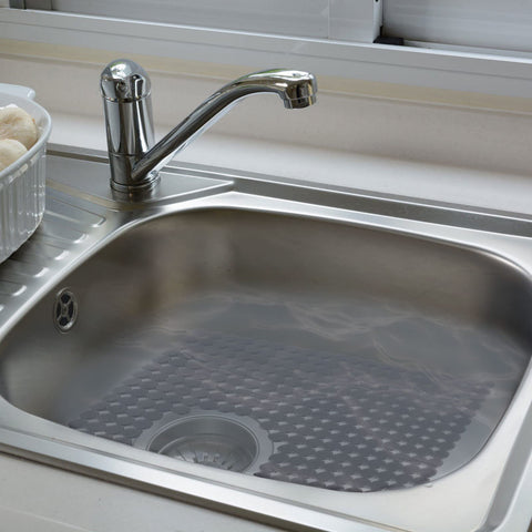 2 Pack Kitchen Sink Mat Set For Stainless Steel And Ceramic Sinks, Eco Friendly PVC Bottom Protector in sink view