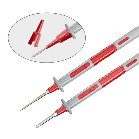 Automotive Multimeter Test Leads Kit With Wire Piercing Clips And 4mm Banana Plugs Right Angle And Straight Probes