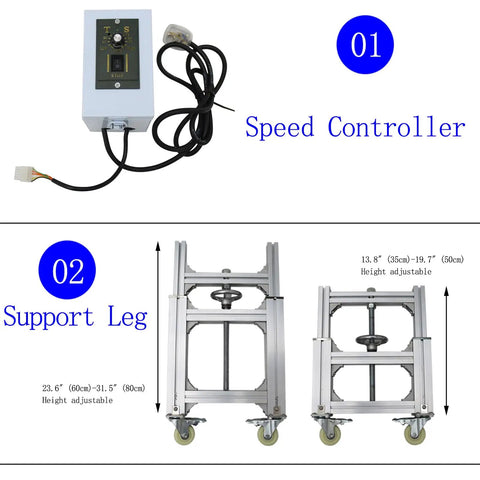 Speed controller and adjustable support legs for Industrial PVC Belt Conveyor With Double Baffle 110V 70.9 Inch Long 15.7 Inch Wide On Wheels Anti Static Adjustable Speed For Heavy Duty Industrial Transport And Assembly Line.