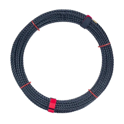 Coiled Polyester 3 Core Braid Fish Tape With Changeable Leader Tip No Rust 6mm Diameter Cable Puller 50ft Length Lightweight Durable