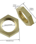 20 Pack One Eighth Inch Brass Flange Lock Nuts With Female Threads Gold Tone, thin hexagonal nut with measurements