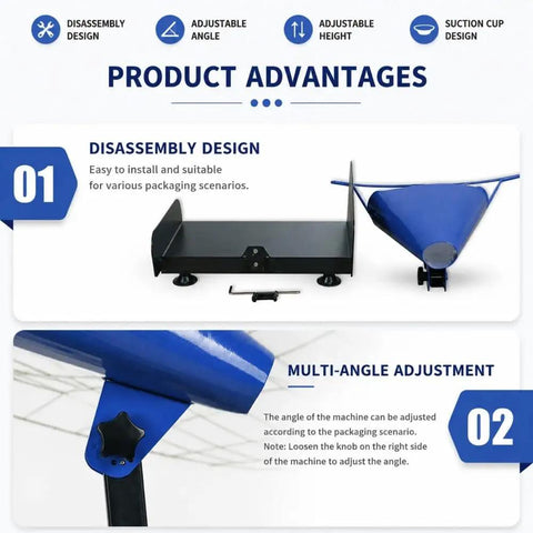 Manual Void Fill Dispenser For Kraft Buffer Paper Adjustable Height Cushioning Machine with adjustable angle and suction cup design.