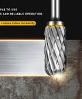 Carbide burr bit with 1/8 in shank, double-cut, for rotary tools; cutting metal with sparks