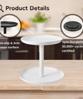 2 Tier Rotating Lazy Susan Spice Rack Organizer for Kitchen Counter Smooth 360 Spin White Storage Rotator on a wooden surface.
