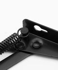 Close-up of heavy-duty black spring hinge for Two Pack 80 Degree Bench Seat Hinge Foldable Lifting Bracket for furniture supports.