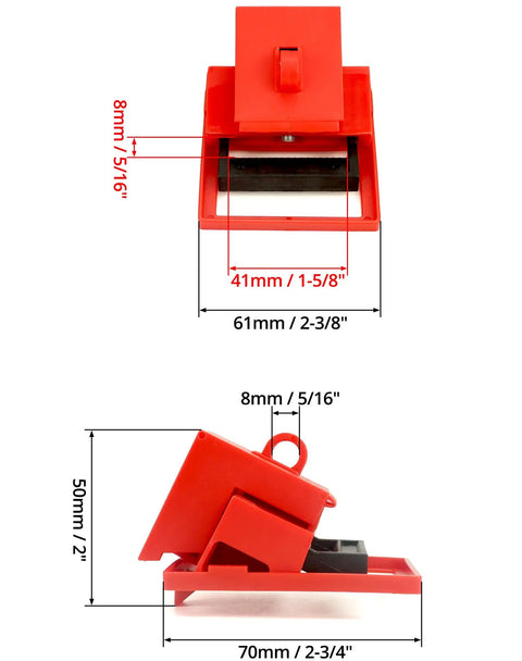 Universal Six Pack Circuit Breaker Lockout Kit For 480/600V Single Pole With Clamp Style Gear and dimensions illustration