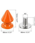 50 Sets Cone Spike Stud Rivets With Screw Back 8x12mm M3x0.5 Thread Orange Punk Hardware For Leather Craft Close-Up