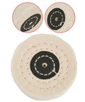 Premium Polishing Wheels 2 To 8 Inches For Metal Wood And Stainless Steel Plus Aluminum Plastic Ceramic Glass Using Wax Buffing Kit Fast Shiny Finish round cloth buffing wheel top view.
