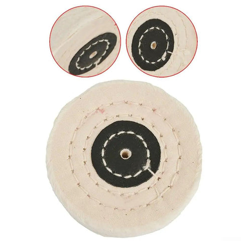 Premium Polishing Wheels 2 To 8 Inches For Metal Wood And Stainless Steel Plus Aluminum Plastic Ceramic Glass Using Wax Buffing Kit Fast Shiny Finish round cloth buffing wheel top view.