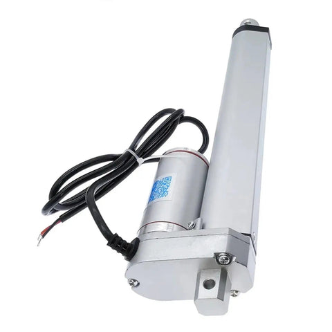 Heavy Duty Electric Linear Actuator With Knockout DC Gearmotor Performance 150mm And 200mm Stroke Options 12V 24V side view with motor and wiring.