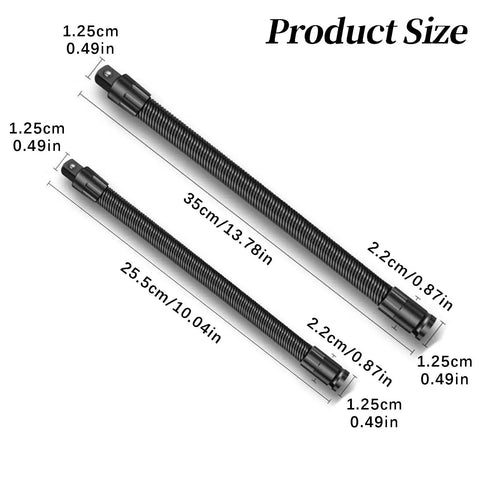 Two Half Inch Flexible Shaft Extension Extender For Tight Spaces Reach Bar For Automotive Repair, sizes 25.5cm and 35cm