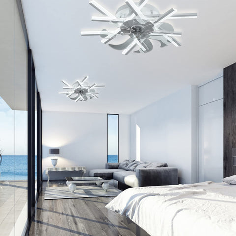 24.4 Inch Ceiling Fan With Lights Remote Dope 3 Color Temperatures 6 Gear Wind Speed in a modern bedroom setting