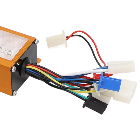 Golden 24V 250W Electric Bike Brushed Controller With Aluminum Alloy Housing and multicolored wires