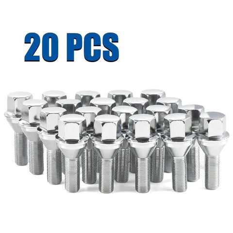 Rock Solid M12 X 1.25 Oem Wheel Lug Bolts Featuring 28Mm Shanks And Tapered Cone Seats, Three Quarter Inch Hex, 20 Piece Set