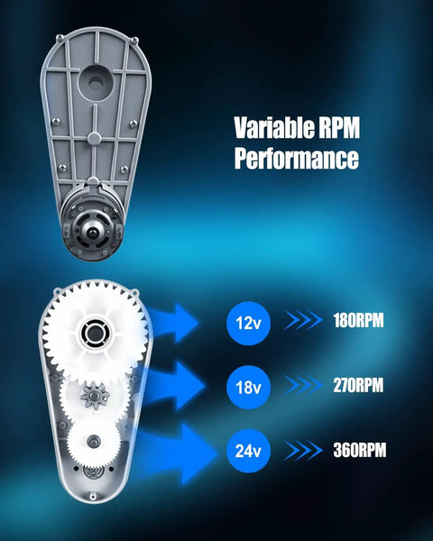 Beefed Up 24V RS775 High Speed Gearbox For Ride On Cars, 280W 360RPM Motor Upgrade with variable RPM and metal gears.