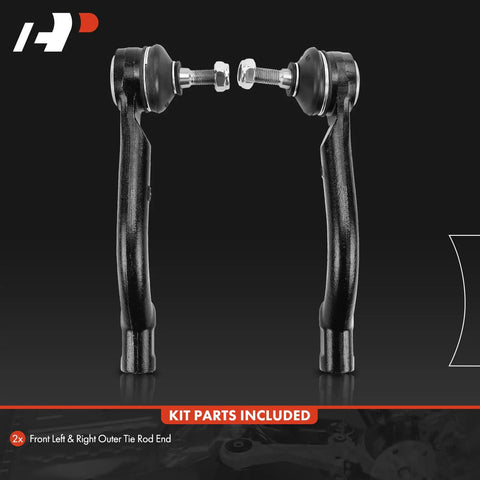 Front Outer Tie Rod End Replacement For Nissan Rogue 2008 2013 And Rogue Select 2014 2015 L4 Two Point Five L Fits Front Outer Left And Right Driver And Passenger Side To Stop Uneven Tire Wear And Keep Your Ride Running Straight And True, black metal pair