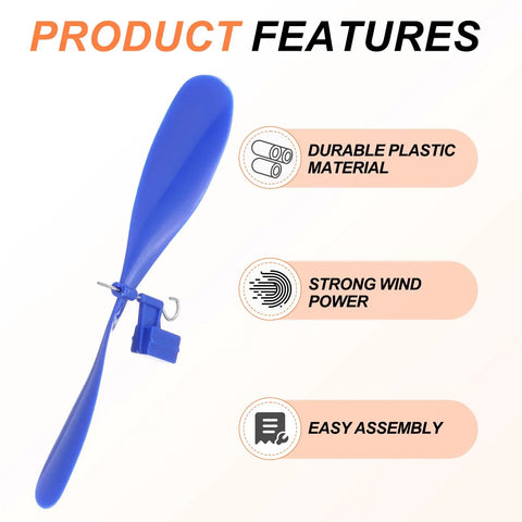 Plastic Propeller Set For RC Planes And Helicopters Five Inch Fold Resistant Blades For STEM Projects Ready To Fly DIY Science Propellers Pack Of Ten Blue, shown with product features