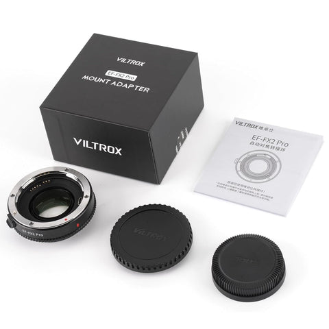 EF To Fuji X Mount Pro Lens Adapter With Autofocus, Focal Reducer And Speed Booster, adapter with caps and packaging