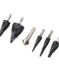 Top Notch M35 Cobalt Step Drill Bit Set With 4 Flute Pagoda Design For Stainless Steel And Hard Metal High Speed Cutting Zero Burrs And Clean Holes Every Time In Sheet Metal Projects, 5-piece set