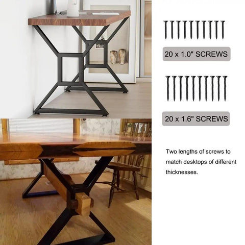 Beefy Industrial Metal Table Legs Set Of 2 For Heavy Duty Desks And Furniture, 28 Inch Tall And 23.6 Inch, reinforced frame