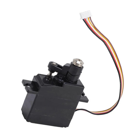Tight Steering Swap Servo For 1 18 Scale RC Builds With Super Quiet Running And Straight Up Reliable Wiring Upgraded Five Pin Design; side view with wiring.