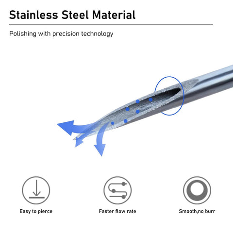 Prime Condition 100 Pack 27 Gauge Half Inch Syringe Needles stainless steel tip showing smooth finish and precision for easy use.